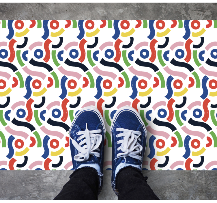 Lively Geometric Shapes mosaic vinyl rug - TenStickers