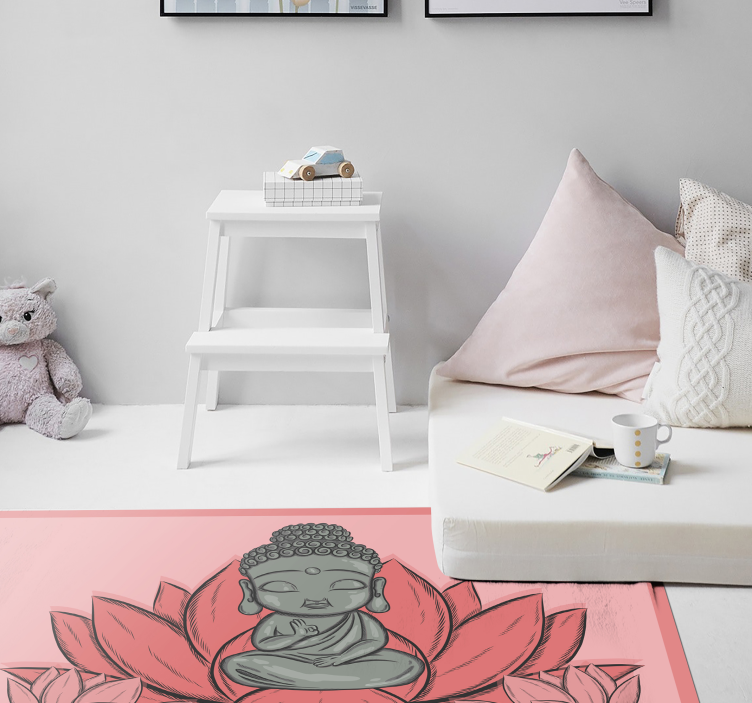 Lotus and cartoon buddha floral rug - TenStickers