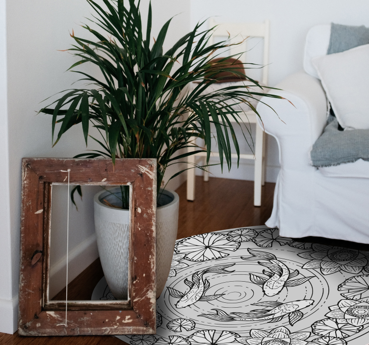 Lotus and koi carp floral rug - TenStickers
