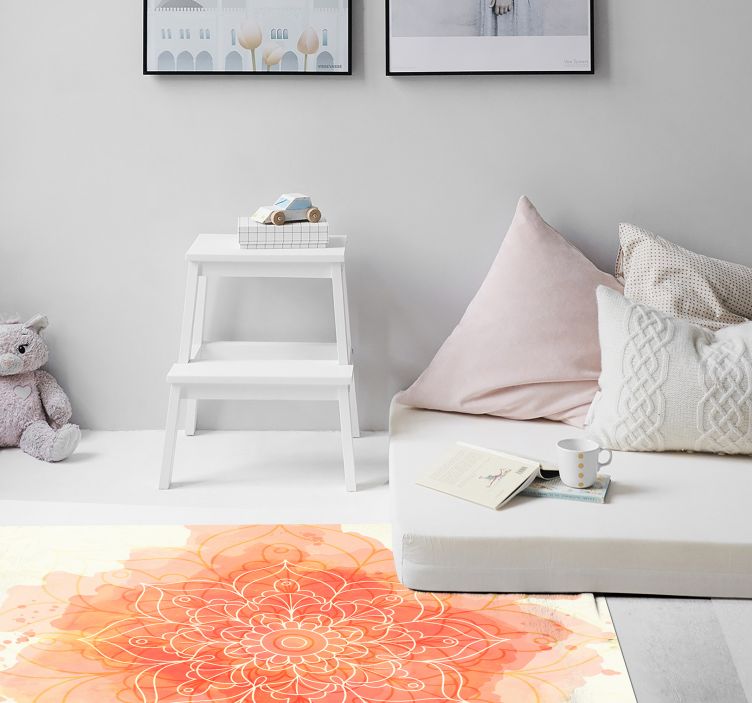 Lotus mandala design floral rug - TenStickers