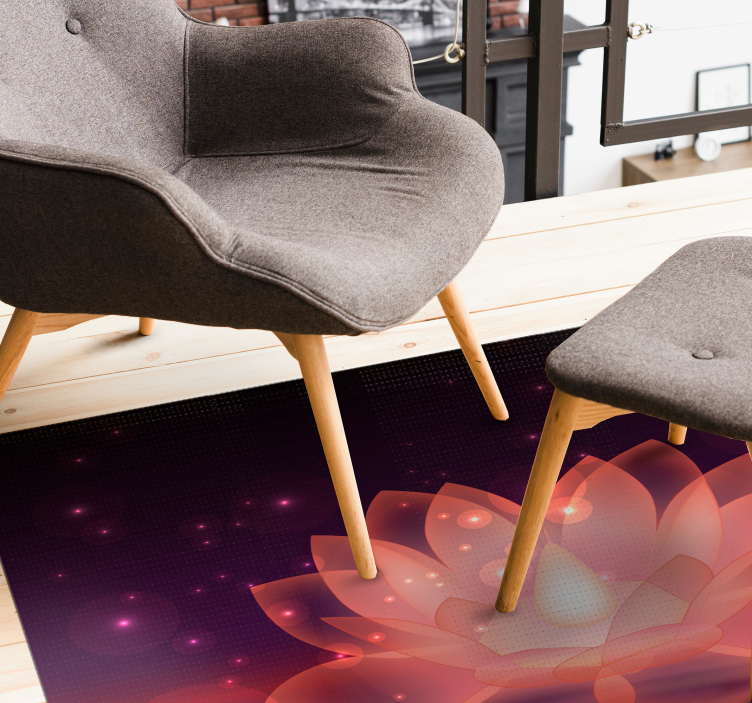 Lotus sparkle floral vinyl rug - TenStickers