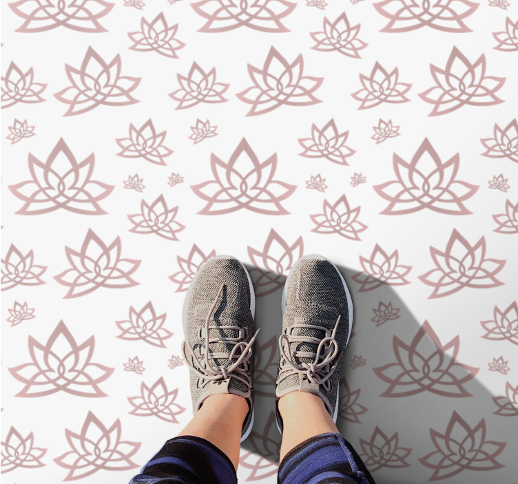 Lotus Symmetry Pattern flower vinyl rug - TenStickers