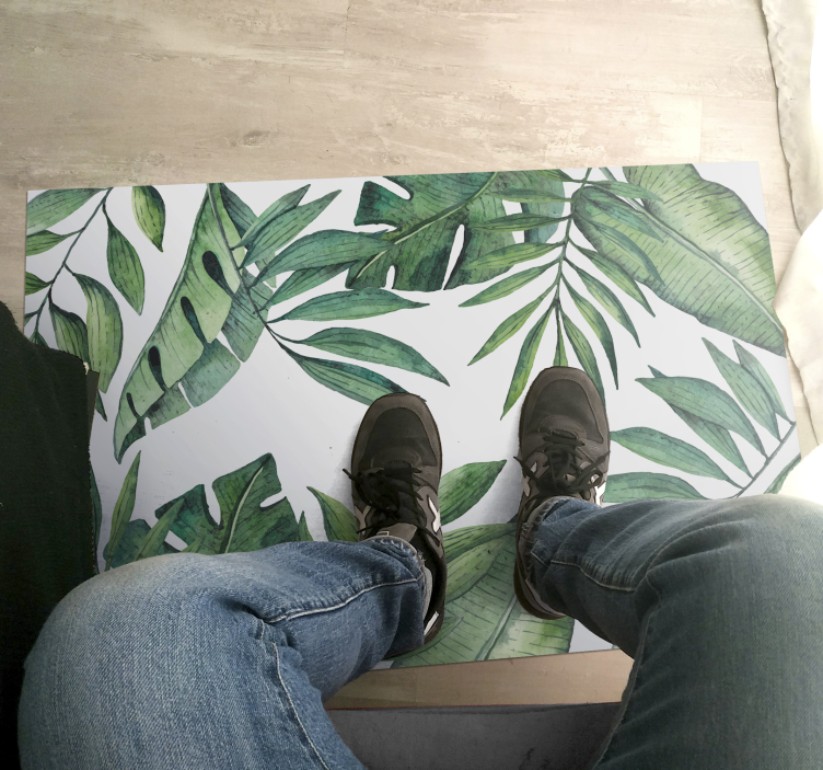 Lush Leaf Motif nature vinyl rug - TenStickers