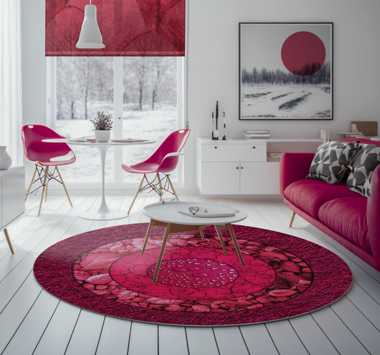 Magenta-textured circles vinyl floor mat - TenStickers