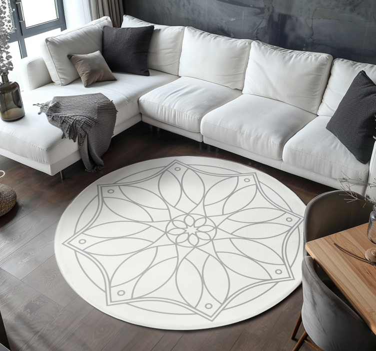 Mandala design white vinyl rug - TenStickers