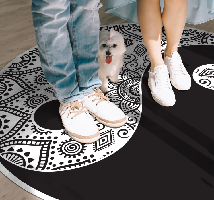 Mandala Yin Yang mandala vinyl rug - TenStickers
