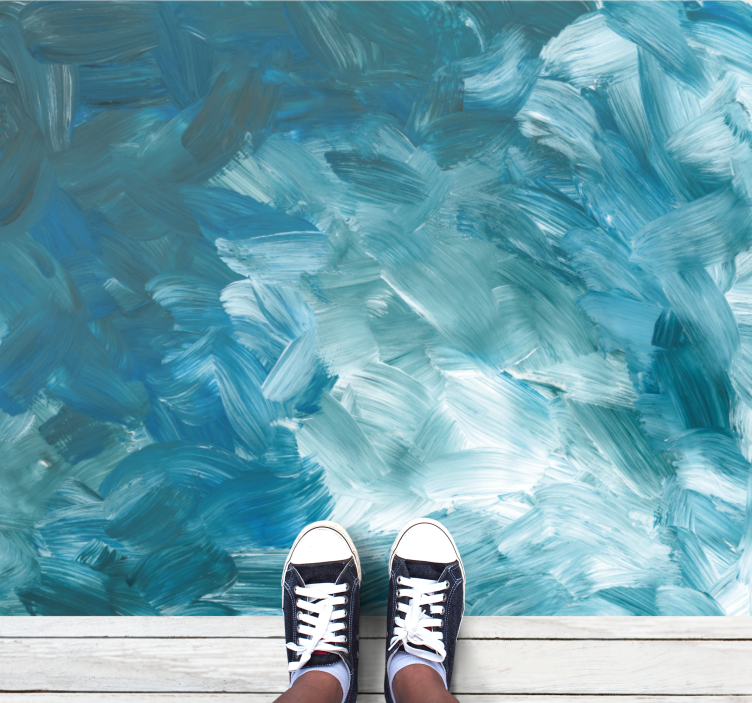 Marine Brush Strokes minimalist vinyl rug - TenStickers