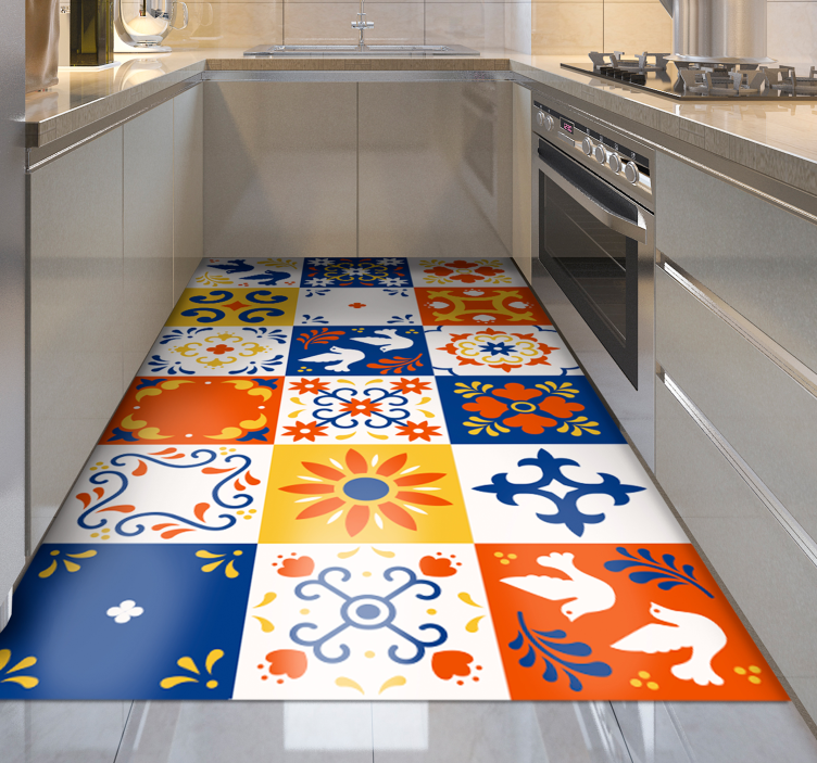 mexican tiles pattern modern rug - TenStickers