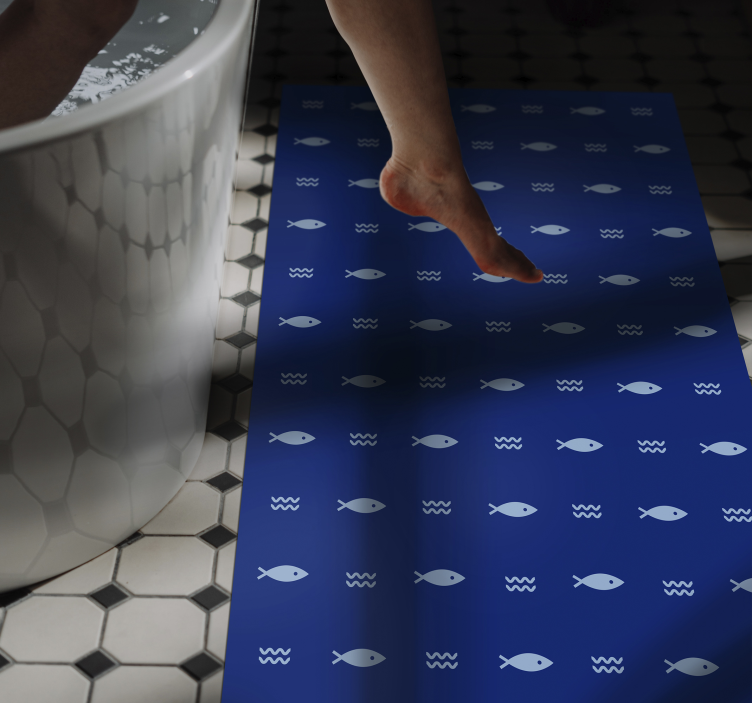 Minimal fish pattern minimal vinyl rug - TenStickers