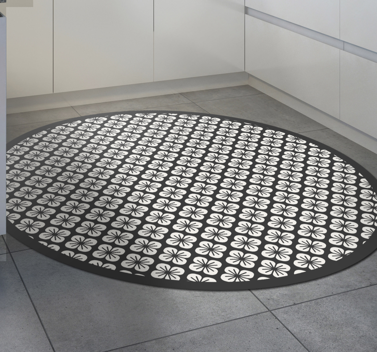 Minimalistic black and white kitchen floor tile - TenStickers