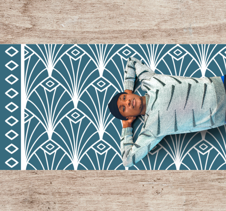 Modern art blue and white deco geometric rugs - TenStickers