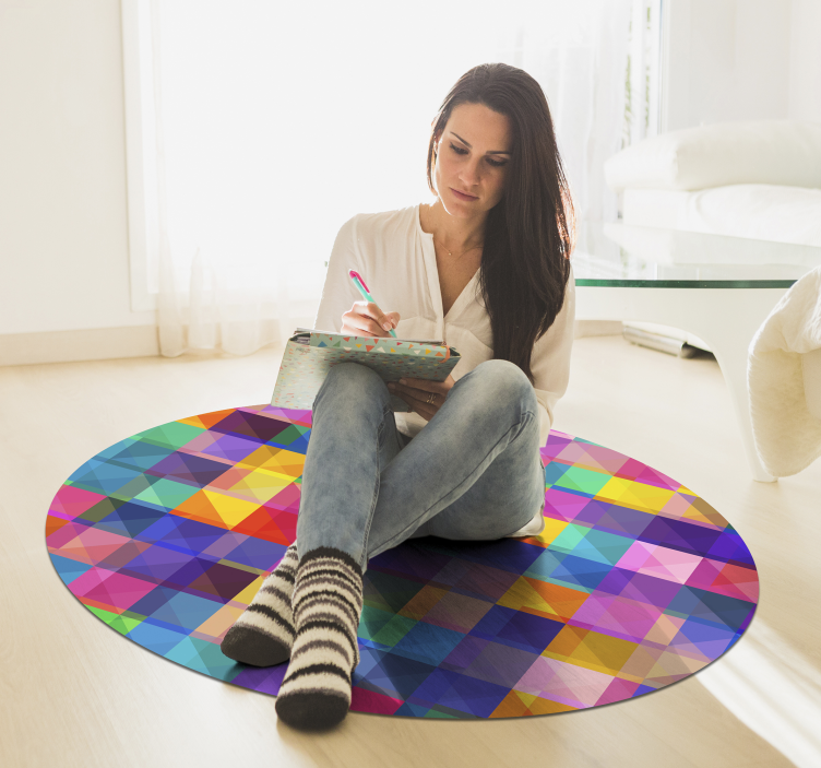 Modern colored mosaic vinyl rug - TenStickers