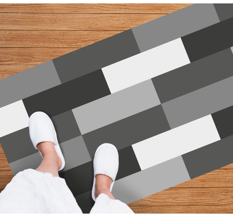 Monochrome Block Layout bathroom vinyl rug - TenStickers