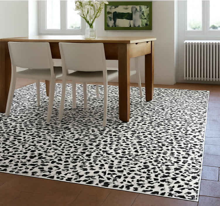 Monochrome Leopard Print dining room vinyl rug - TenStickers