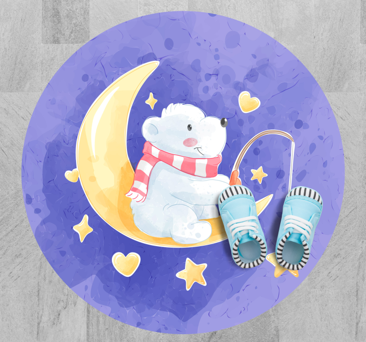 Moonlit Bear Cub nursery vinyl rug - TenStickers