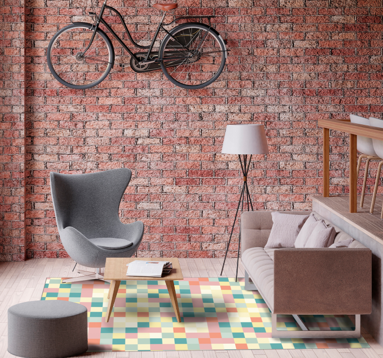 Multicolor Grid stripes vinyl rug - TenStickers