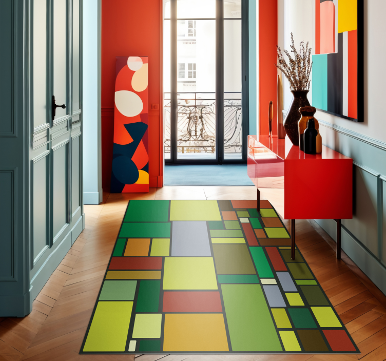 Multicolored retro mosaic geometric rugs - TenStickers