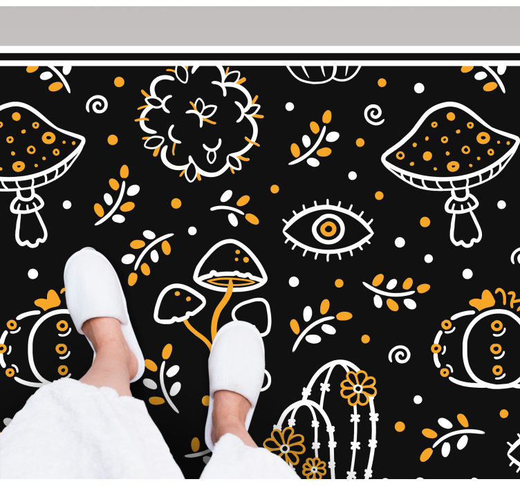 Mushroom artwork flower vinyl rug - TenStickers