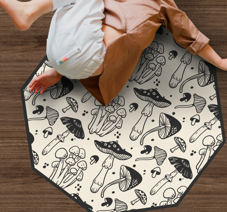Mushroom realm flower vinyl rug - TenStickers