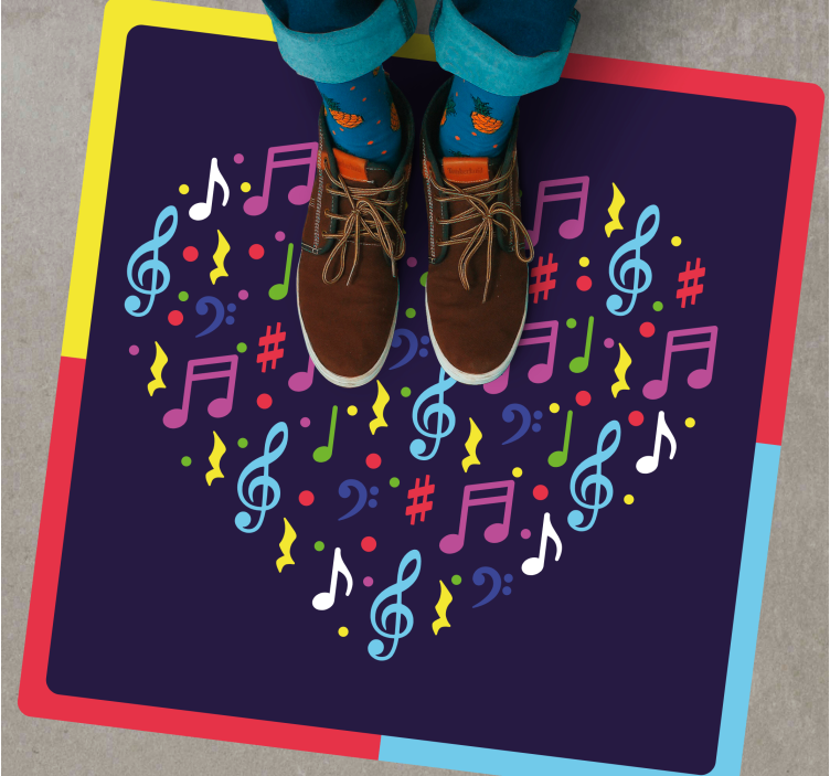 Musical Notes Heart teenager vinyl rug - TenStickers