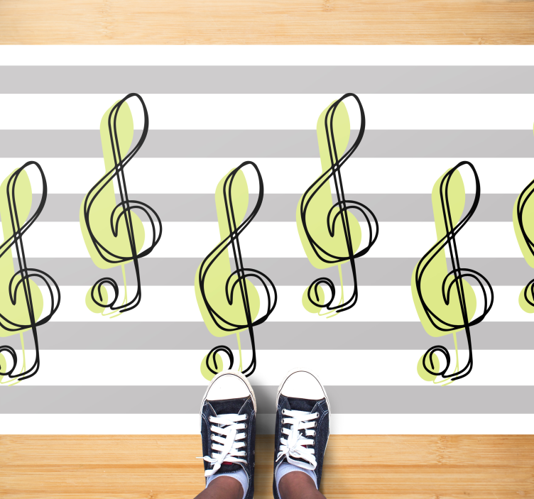 Musical Notes Pattern stripes vinyl rug - TenStickers