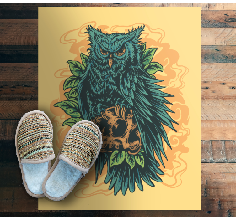 MYSTICAL OWL ART animal print vinyl rug - TenStickers