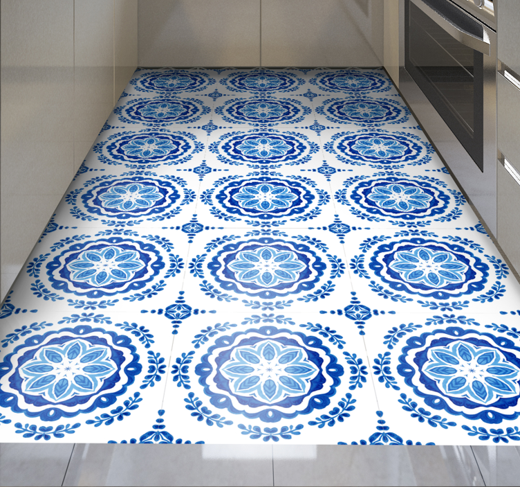 Naples circles tile effect vinyl rug - TenStickers