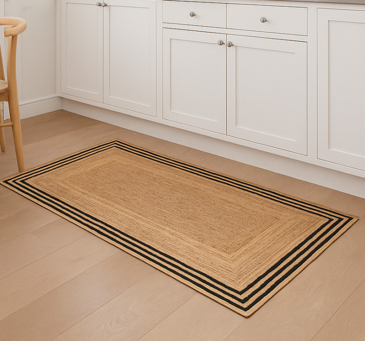 Natural jute texture kitchen vinyl rug - TenStickers