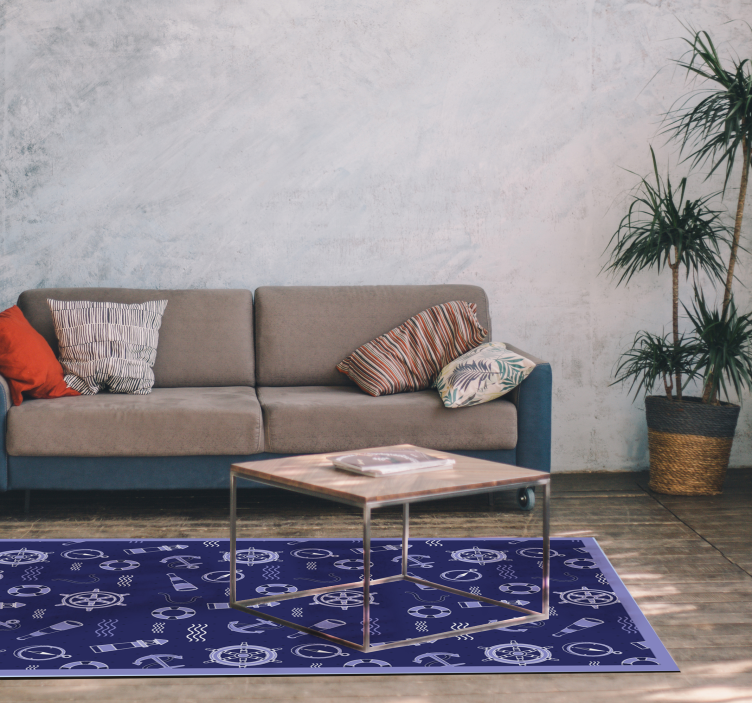 Nautical Motif living room vinyl rug - TenStickers