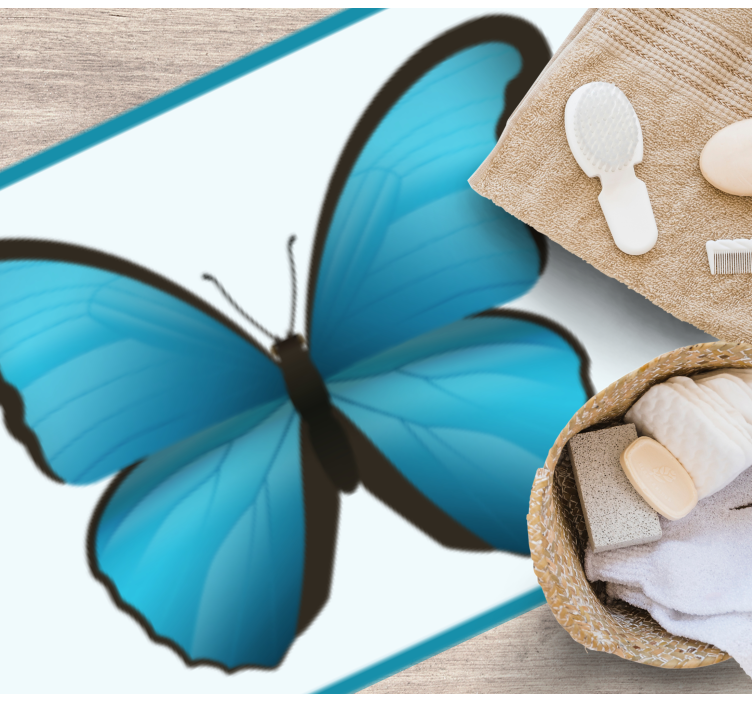 Neon blue butterfly design bathroom flooring - TenStickers