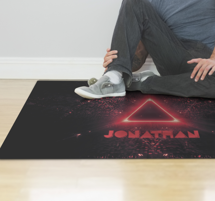 Neon triangle with name teenager vinyl rug - TenStickers