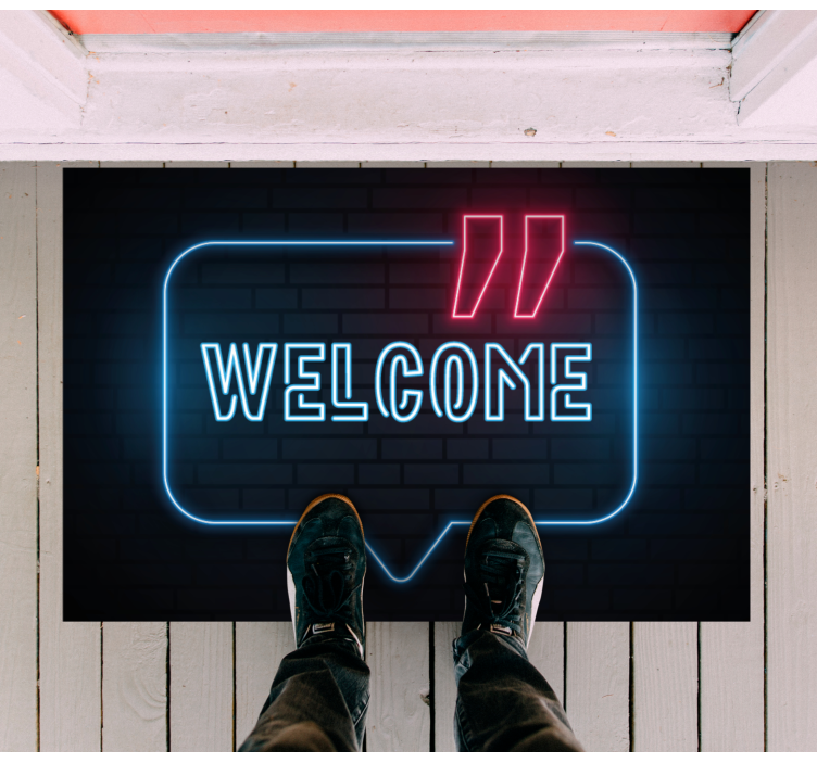Neon blue sign entrance hall vinyl rug - TenStickers