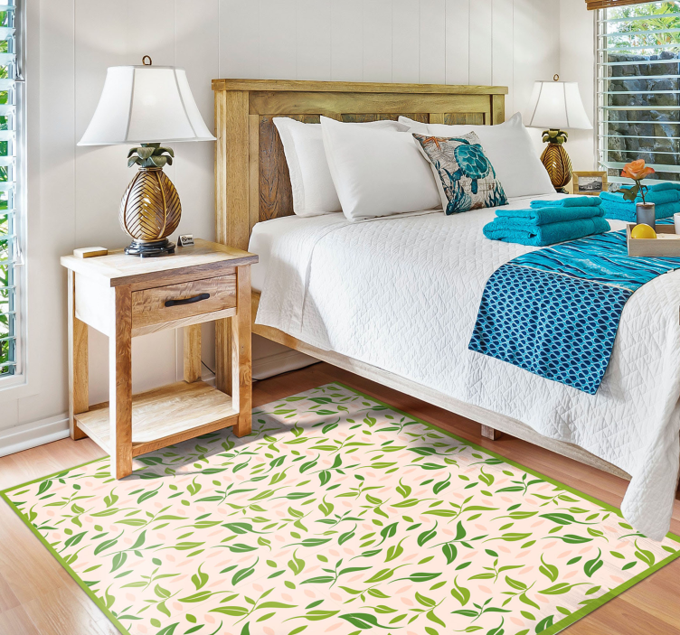 Nordic leaves pattern nordic vinyl rug - TenStickers