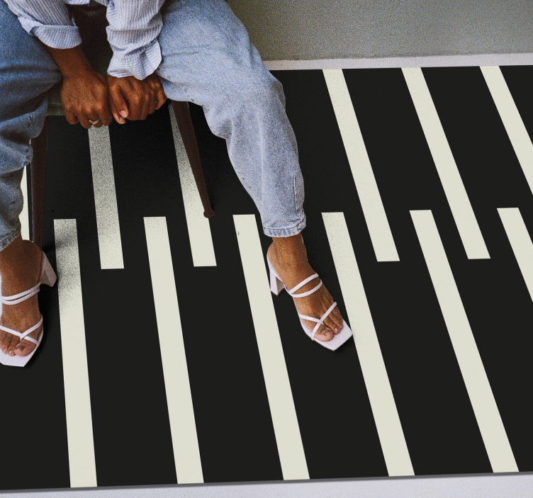 Nordic style black lines nordic vinyl rug - TenStickers