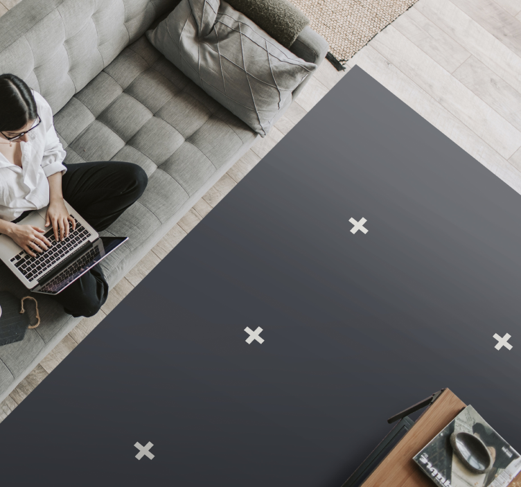 Nordic style black plus signs vinyl rug - TenStickers