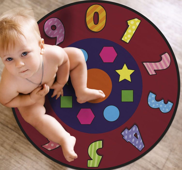 Numbers and shapes wheel kids vinyl rug - TenStickers