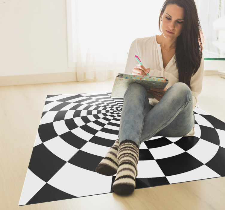 Optical Illusion Checkered geometric vinyl rug - TenStickers