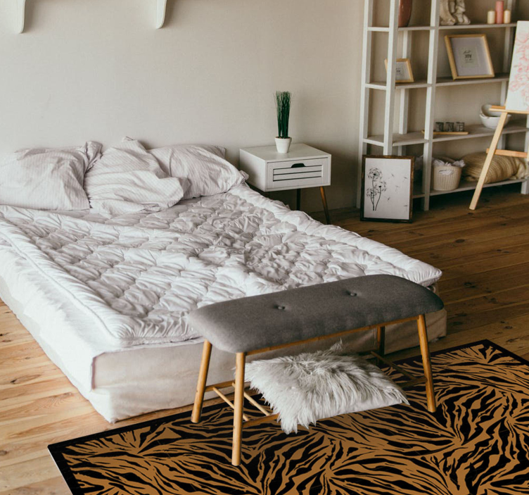 Orange tiger print animal print vinyl rug - TenStickers