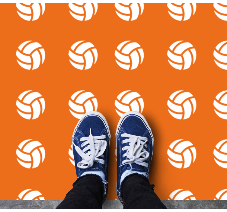 Orange Volleyball Pattern gaming vinyl rug - TenStickers