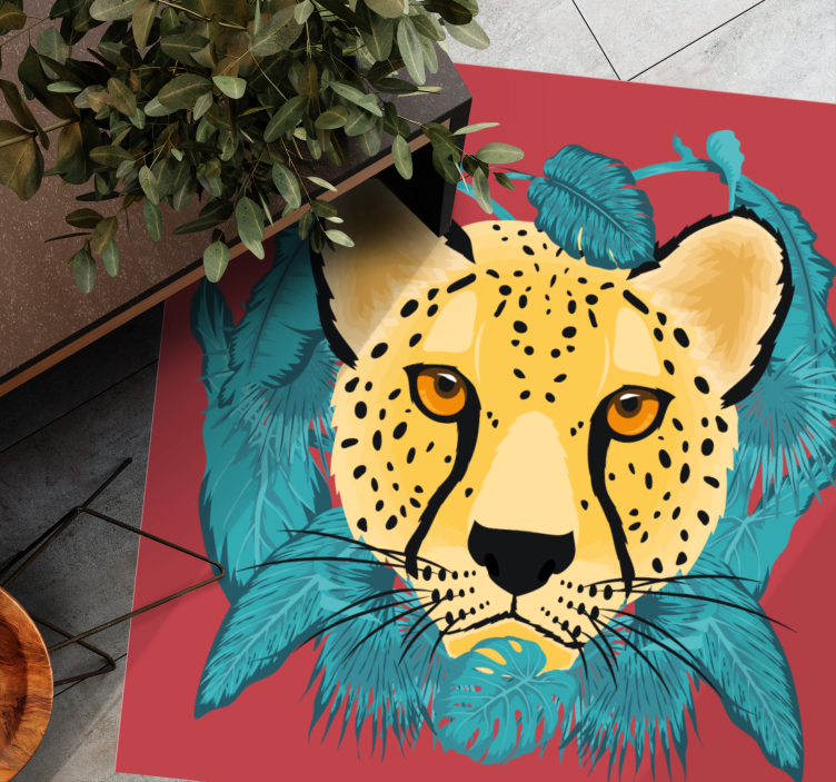 Oriental style leopard graphic  animal rug - TenStickers