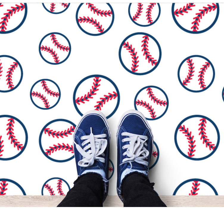 Original baseball balls pattern bedroom rug - TenStickers