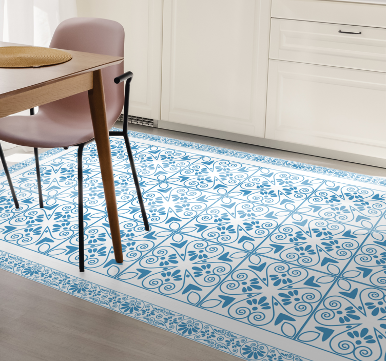 Ornamental blue kitchen floor tiles - TenStickers