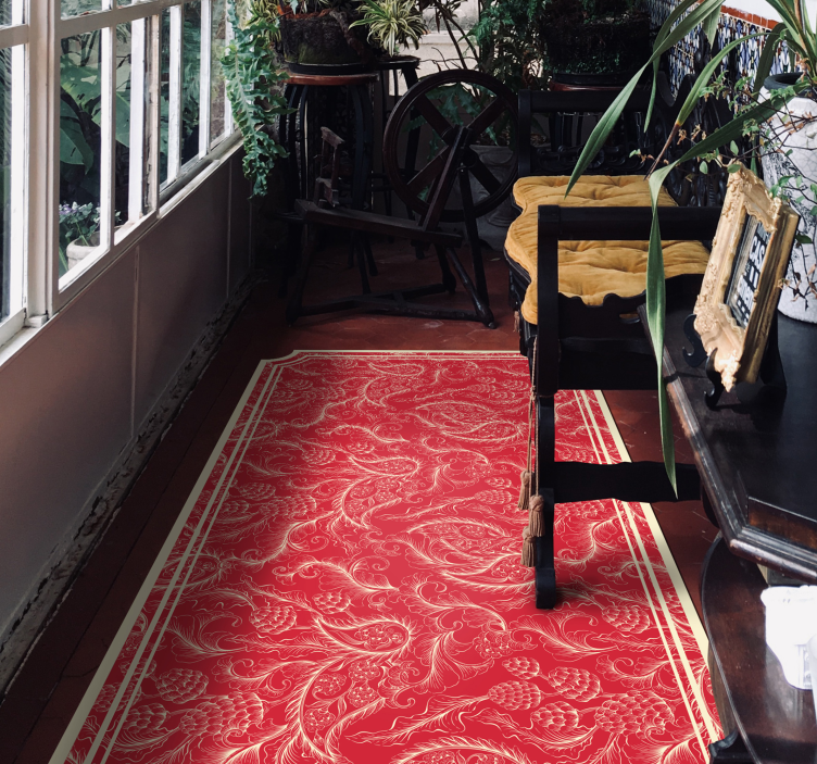 Ornate Paisley red vinyl rug - TenStickers