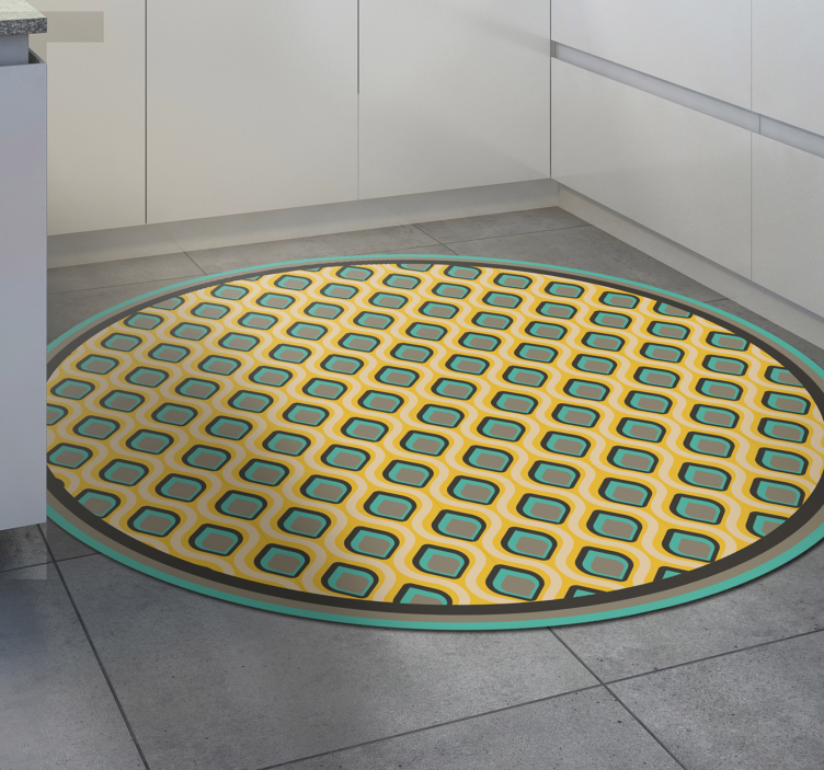 Mod mid century pattern kitchen vinyl rug - TenStickers