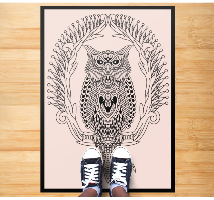 Owl Mandala Design animal vinyl rug - TenStickers
