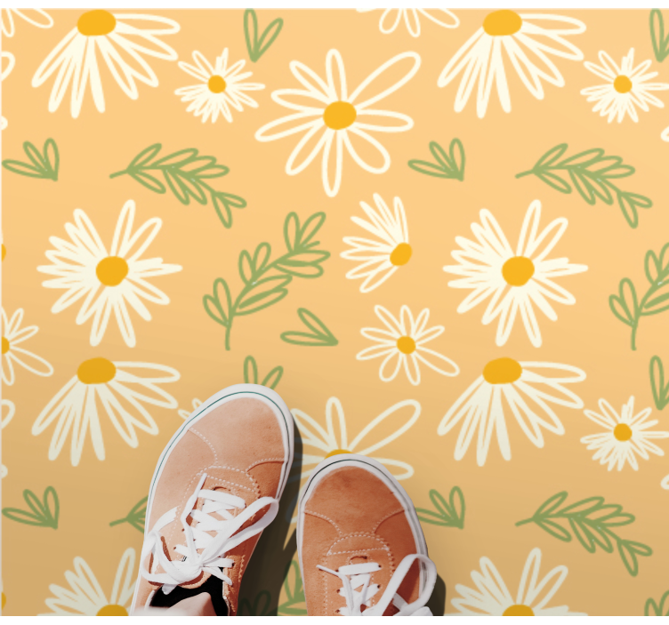 Painted pretty daisies pattern floral rug - TenStickers