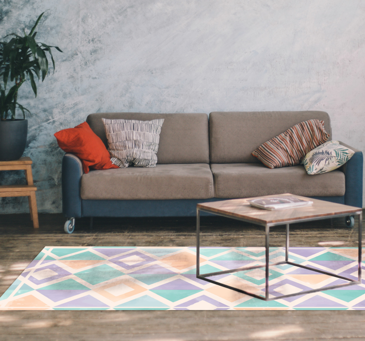 Pastel palette geometric vinyl rug - TenStickers