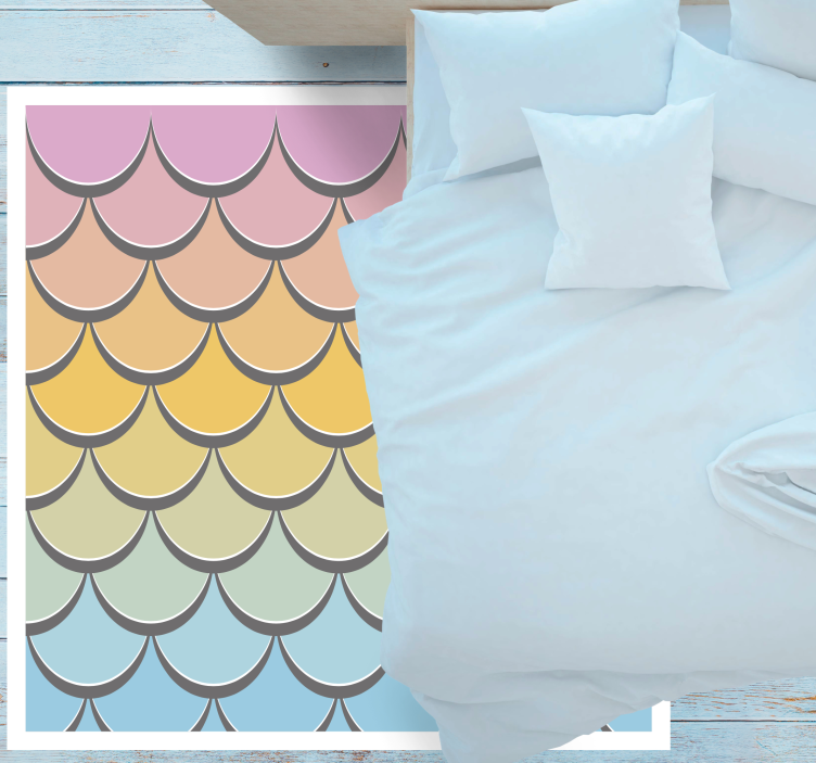Pastel fish scales vinyl rug - TenStickers