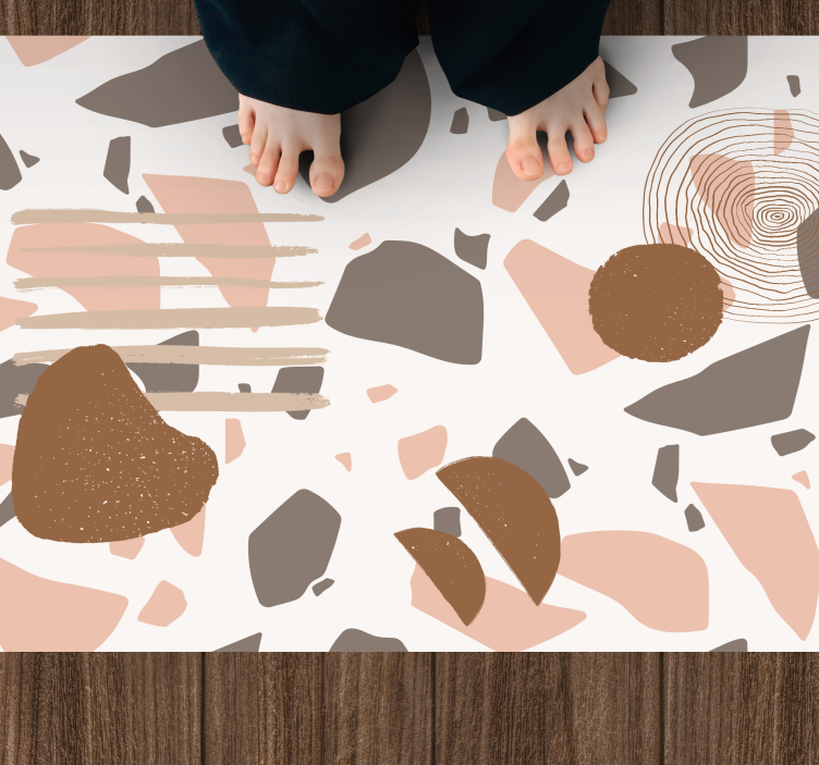 Pastel terrazzo with figures minimal rug - TenStickers
