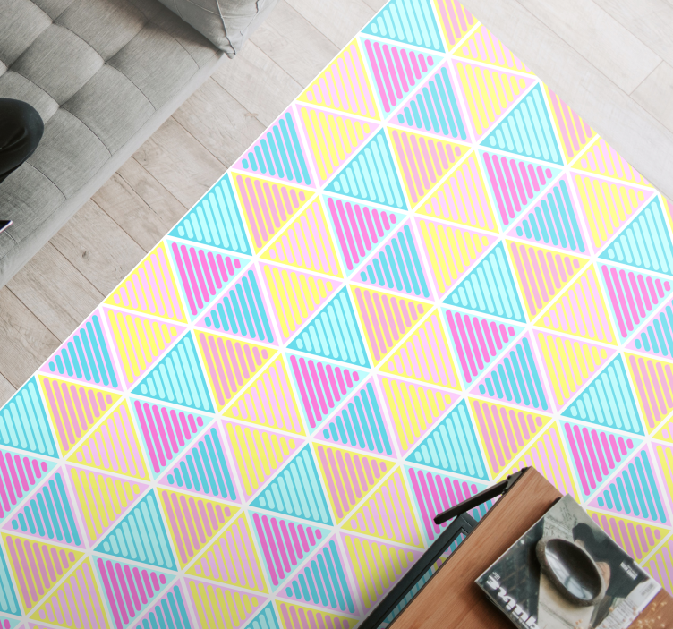 pastel triangles colorful tile carpet - TenStickers